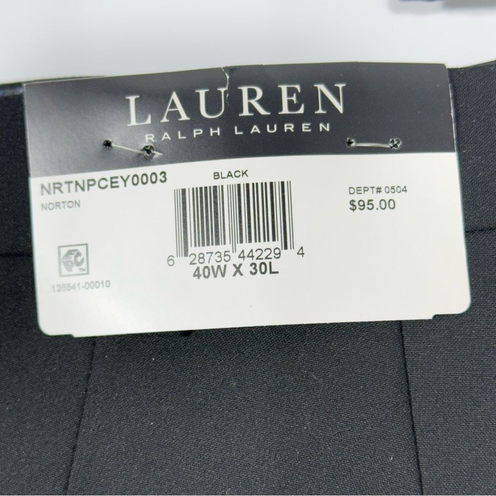 NWT Lauren Ralph Lauren Norton Ultraflex Dress Pants 40x30 Black Flat Front - Picture 9 of 14